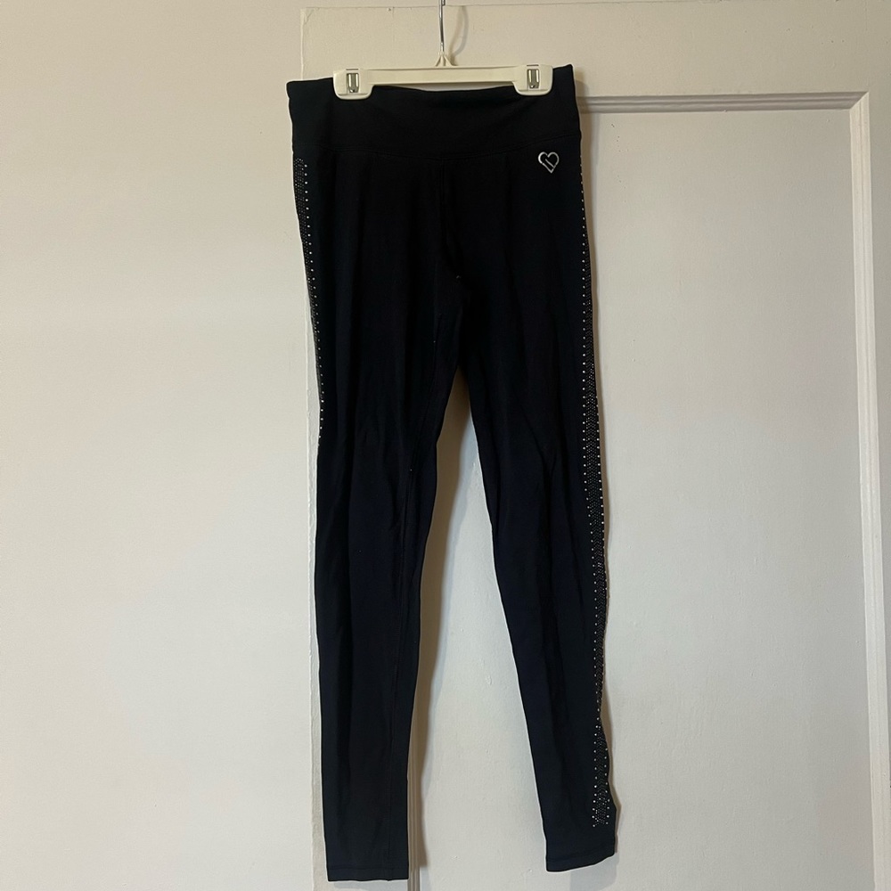 Black Leggings with Heart Detail